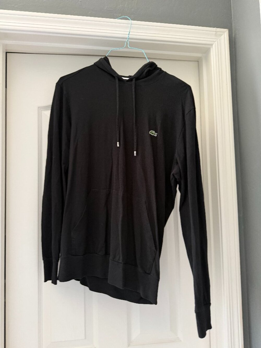 Men's Lacoste Hooded T-Shirt- Black - Large